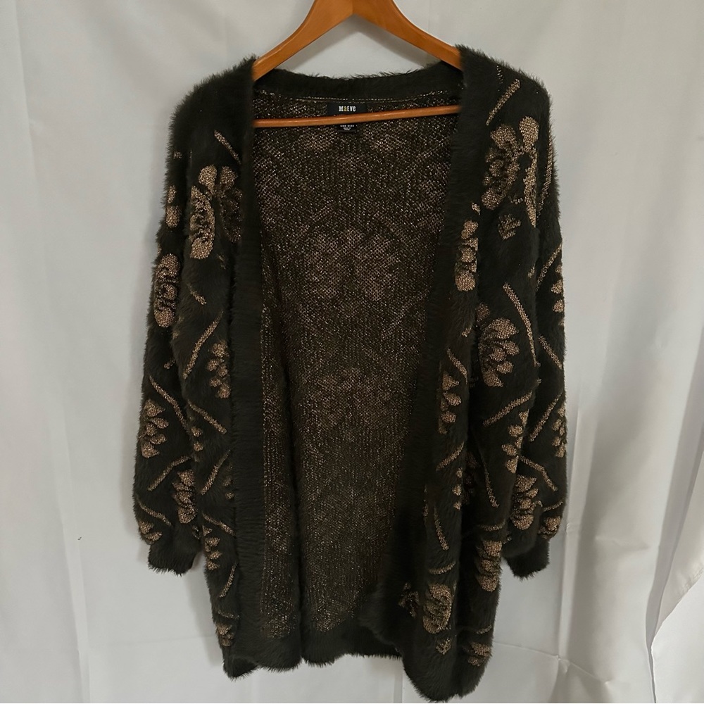 Anthropologie Maeve One Size Metallic Cardigan